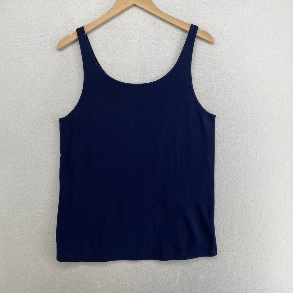 EILEEN FISHER Tank Top 1X Organic Cotton Ribbed Jersey Cami Scoopneck Shell Blue - Picture 8 of 10